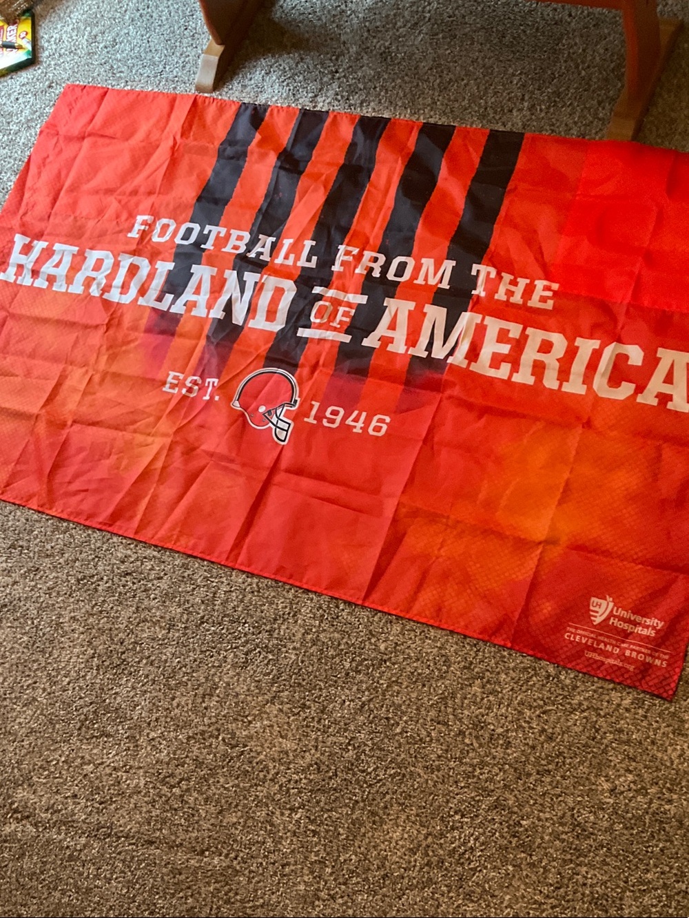 Cleveland Browns 58” x 36” Flag with 2” Pole Pocket, Excellent Condition!